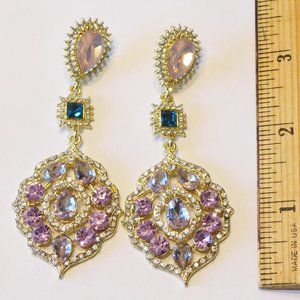 Lavender Rhinestone Statement Earrings